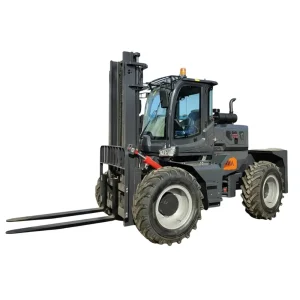 XQ-YC50 5-ton 4WD rough terrain forklift featuring high-torque engine and deep-tread tires for construction and industrial site logistics.