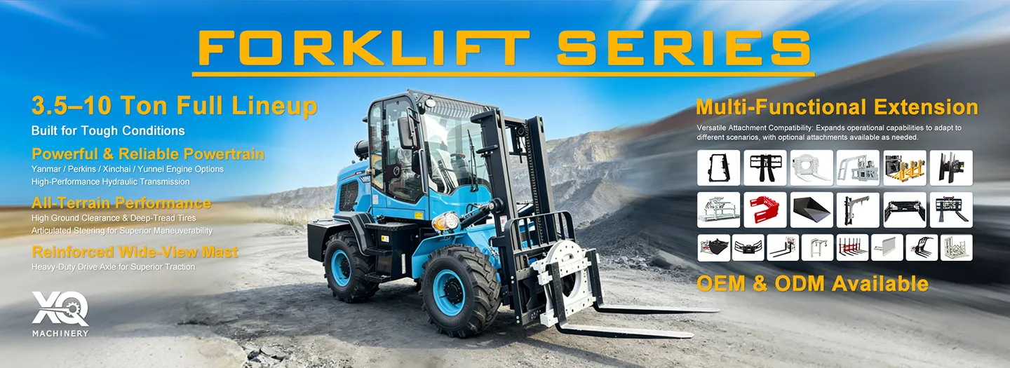 Self-loading concrete mixer product category banner for XQ Machinery