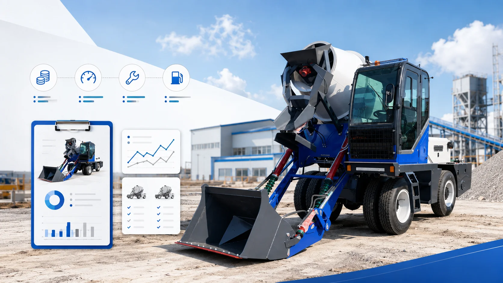 Self loading concrete mixer price guide for contractors and dealers