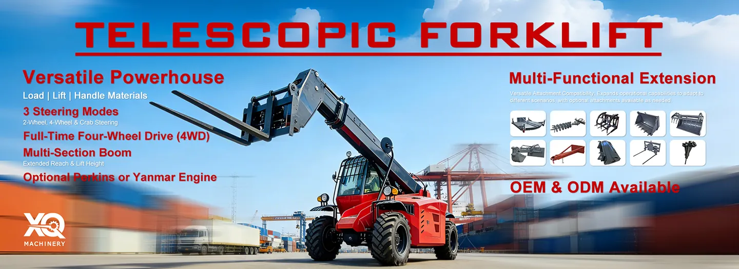 Self-loading concrete mixer product category banner for XQ Machinery