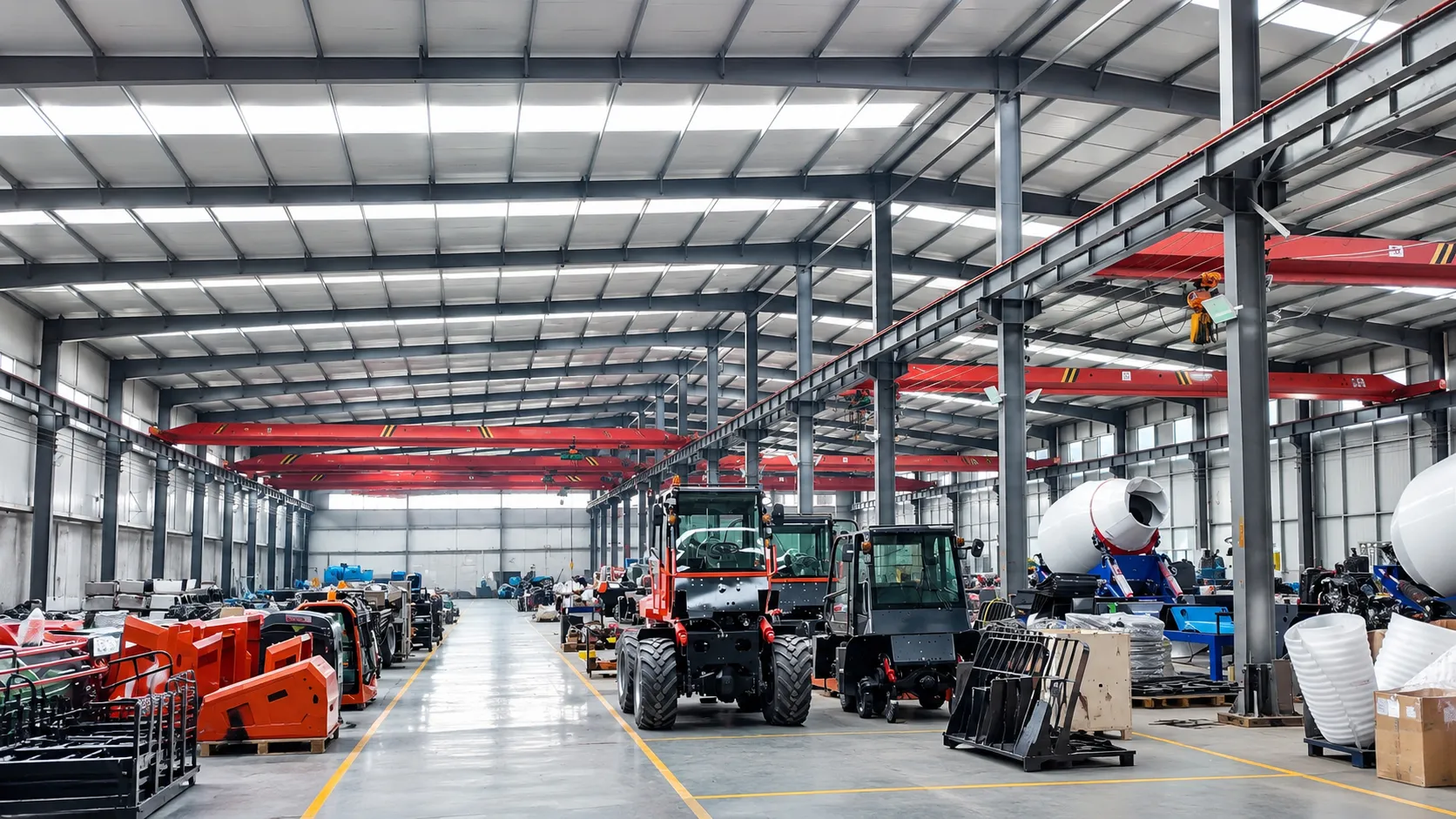 Home 18 Construction machinery production workshop with assembly, fabrication and manufacturing operations at XQ Machinery factory