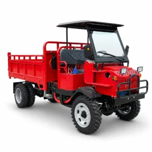XQ 25HP heavy-duty 4WD diesel farm dumper with cargo bed, canopy roof, front windshield, open operator platform and off-road tires