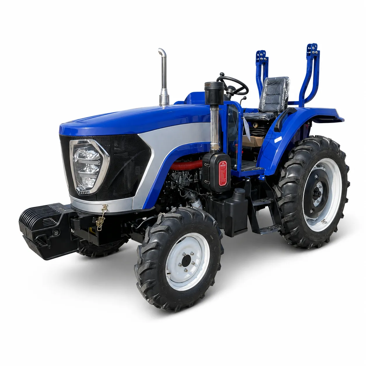 XQ-T804 80HP 4WD Farm Tractor 1 XQ-T804 80HP 4WD farm tractor with heavy-duty agricultural tires, front counterweight and open operator platform