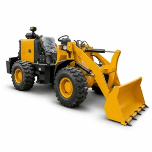 XQ-Z912 0.8 ton 4WD compact wheel loader with front bucket, open operator platform, articulated structure and off-road tires