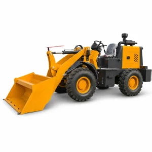 XQ-Z930 1.8 ton 4WD compact wheel loader with front bucket, open operator platform and articulated structure on a clean background